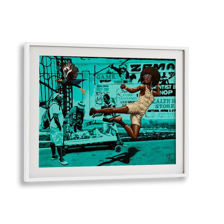 Vibrant BLACK BELT JONES, AFRICAN ART PAINTINGS by Christian Beijer, framed artwork showcasing cultural elegance.