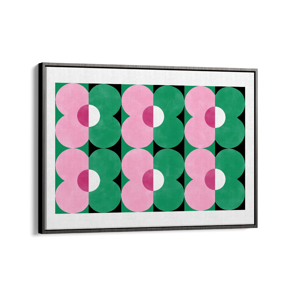 Vibrant GREEN & pink floral painting by Elena Ristova, perfect for enhancing any space with nature's beauty.