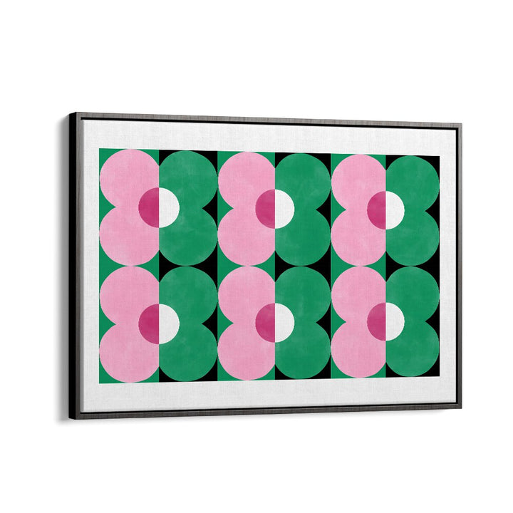 Vibrant GREEN & pink floral painting by Elena Ristova, perfect for enhancing any space with nature's beauty.