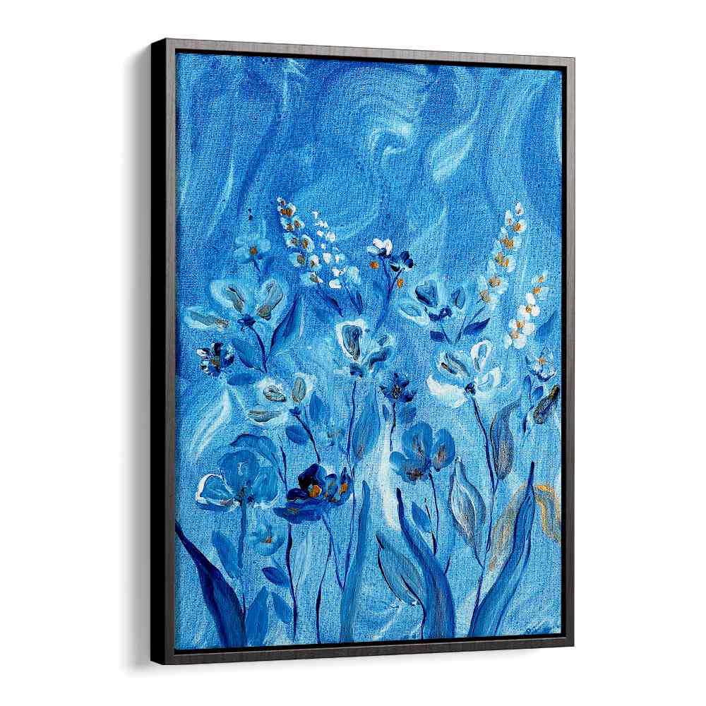 Elegant SHADOWS, FLORAL FLOWER PAINTINGS in blue tones, adding a touch of beauty to any space. Perfect for modern decor.