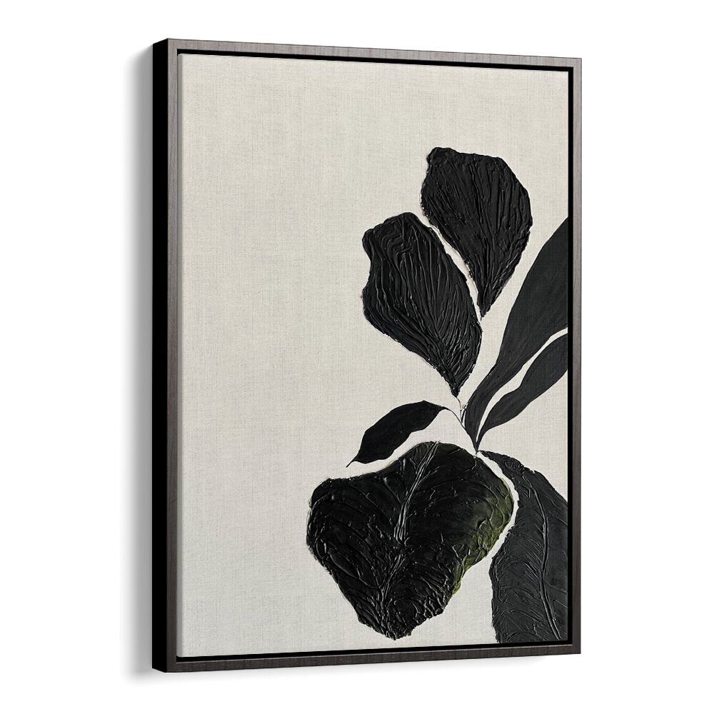 Elegant black leaf artwork from THE MUTUAL FEELING - I, FLORAL FLOWER PAINTINGS adds charm to any space.
