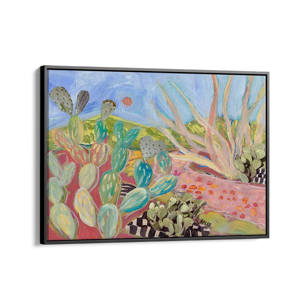 Vibrant PRICKLY PEAR CACTUS, LANDSCAPE PAINTINGS showcasing stunning desert hues perfect for your living space.
