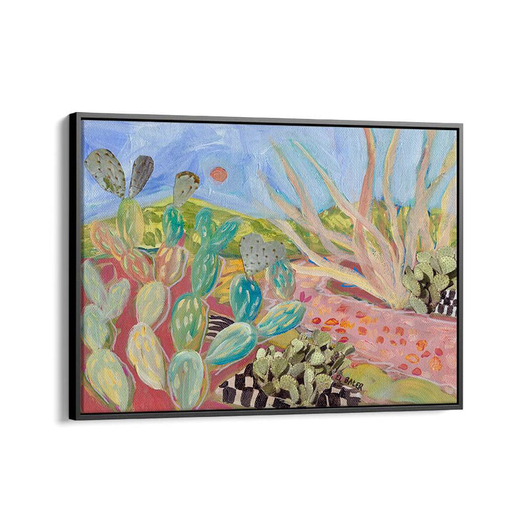 Vibrant PRICKLY PEAR CACTUS, LANDSCAPE PAINTINGS showcasing stunning desert hues perfect for your living space.