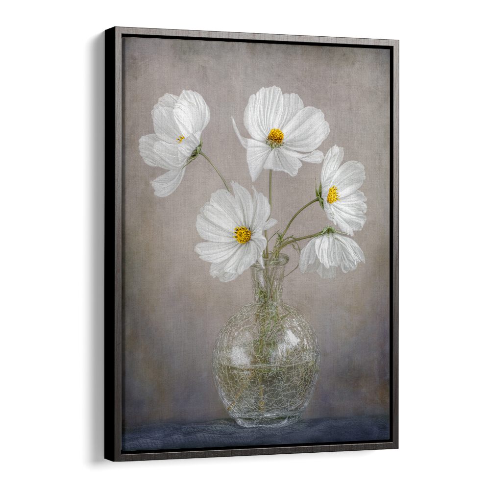 Elegant white flowers in a vase, showcasing SIMPLY COSMOS, FLORAL FLOWER PAINTINGS for a stylish home decor.