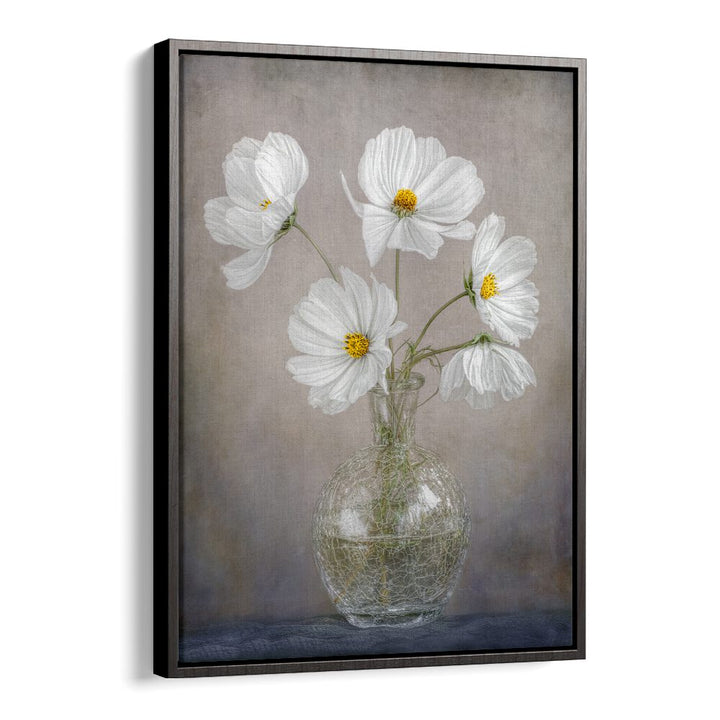Elegant white flowers in a vase, showcasing SIMPLY COSMOS, FLORAL FLOWER PAINTINGS for a stylish home decor.