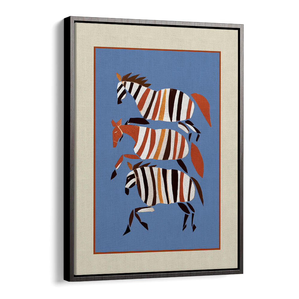 STRIPED RUNNING HORSES , BOHO ART PAINTINGS