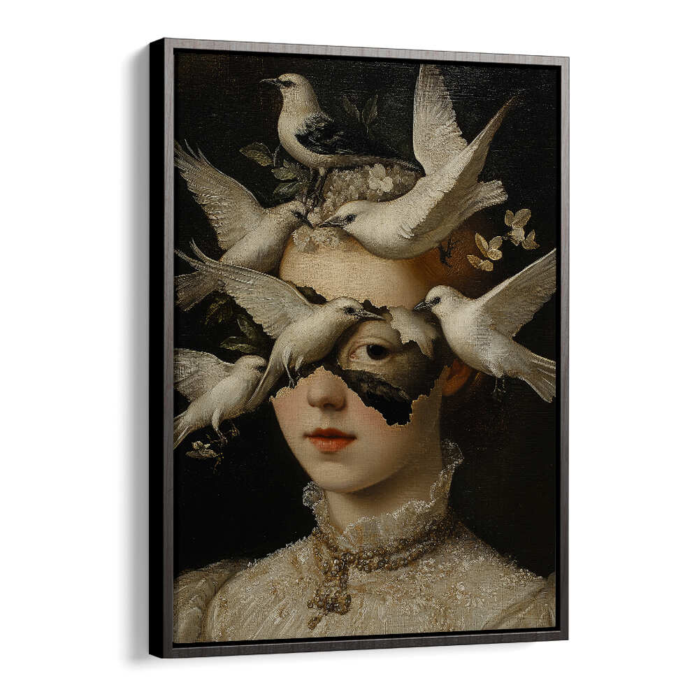 WOMAN WITH WHITE BIRDS