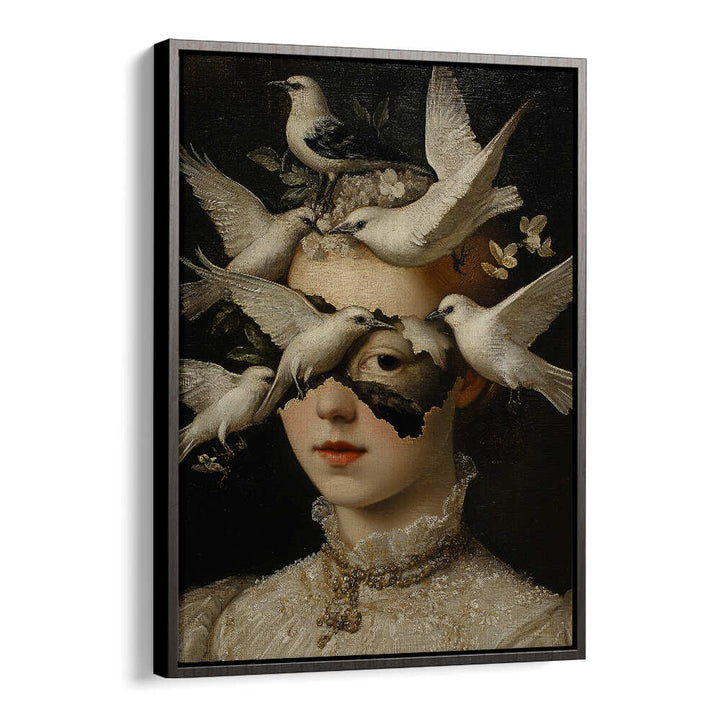 WOMAN WITH WHITE BIRDS