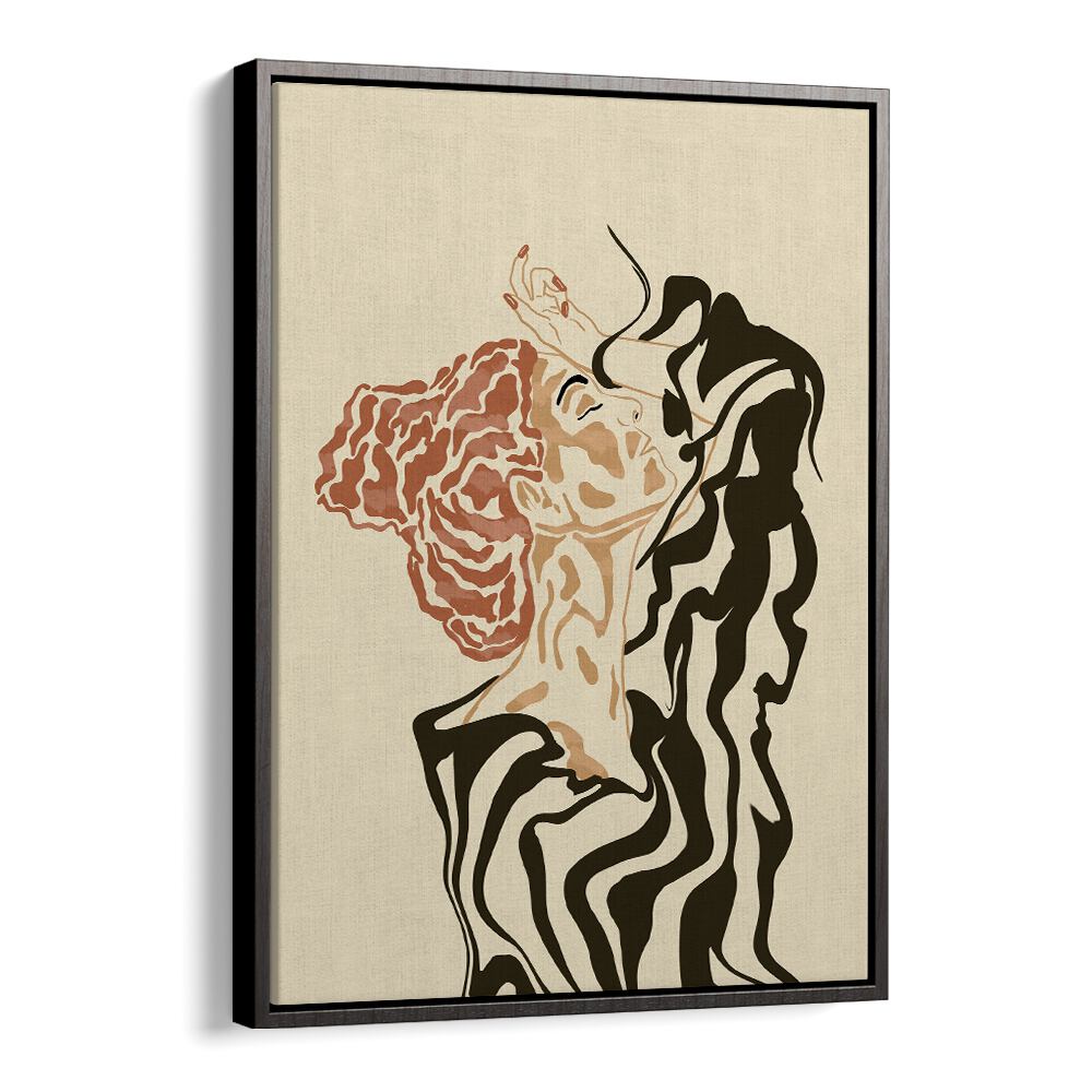 Chic woman in a striped blouse featured in boho art paintings, showcasing style and elegance for modern fashion lovers.