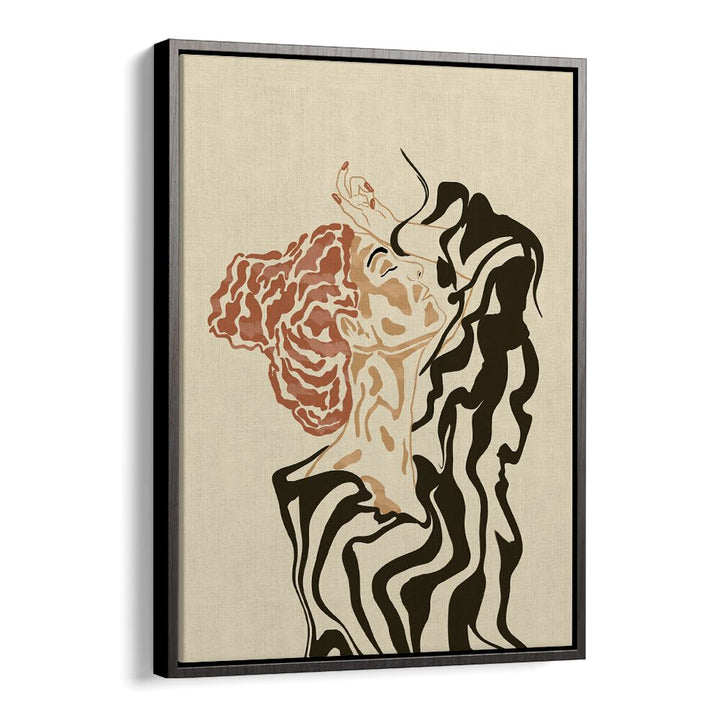 Chic woman in a striped blouse featured in boho art paintings, showcasing style and elegance for modern fashion lovers.