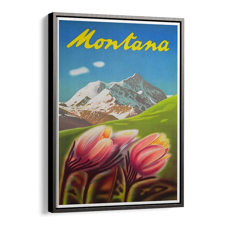 Stunning MONTANA, VINTAGE TRAVEL POSTERS showcasing vibrant flowers and majestic mountains for a nostalgic touch.