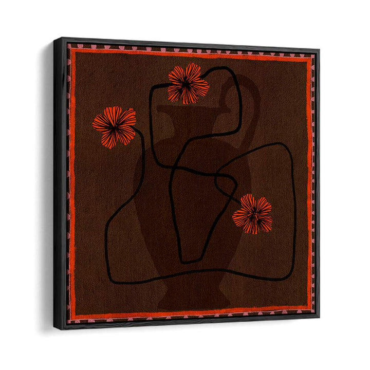 Abstract floral art featuring vibrant blooms, perfect for modern decor. OUT OF VASE BLOOMS III, FLORAL FLOWER PAINTINGS.