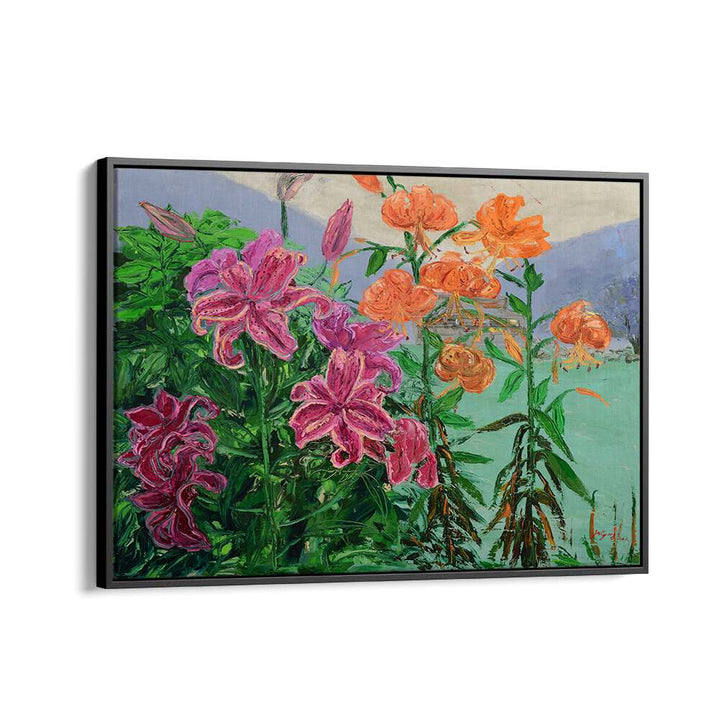Vibrant PINK AND ORANGE LILIES, FLORAL FLOWER PAINTINGS capturing nature’s beauty in a stunning display.