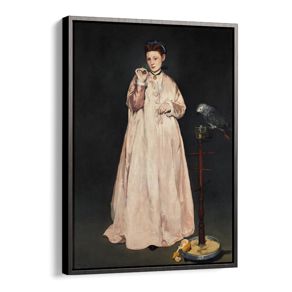 LADY WITH A PARAKEET  , VINTAGE PAINTINGS