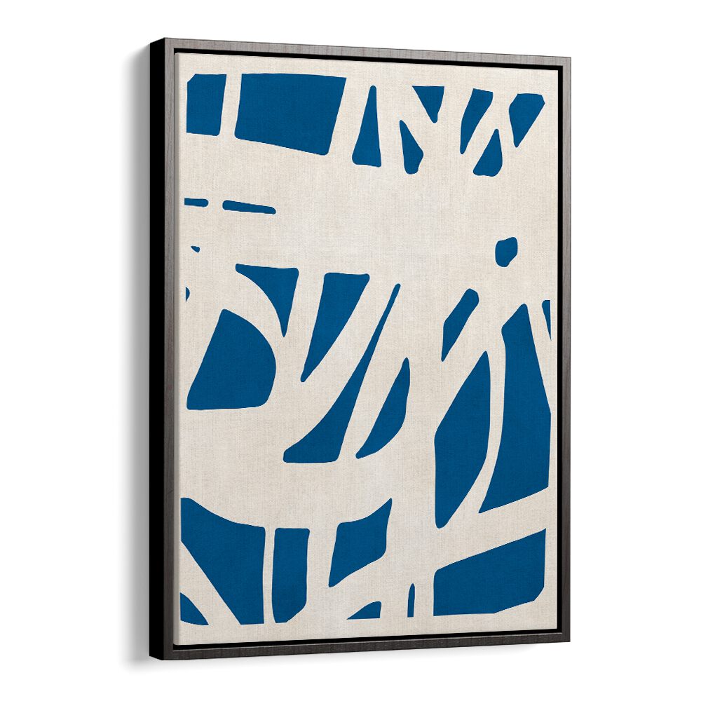 Bold blue shapes contrast with a neutral background in EXPRESSIVE LINES VII, ABSTRACT PAINTINGS, a stunning decor piece.