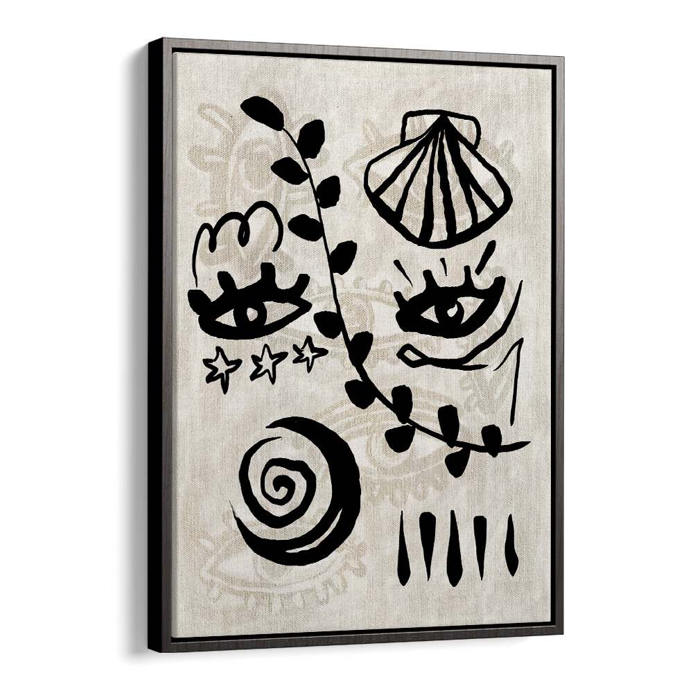 Bold black designs on a textured background create vibrant SUMMER HUES, BOHO ART PAINTINGS for your stylish space.