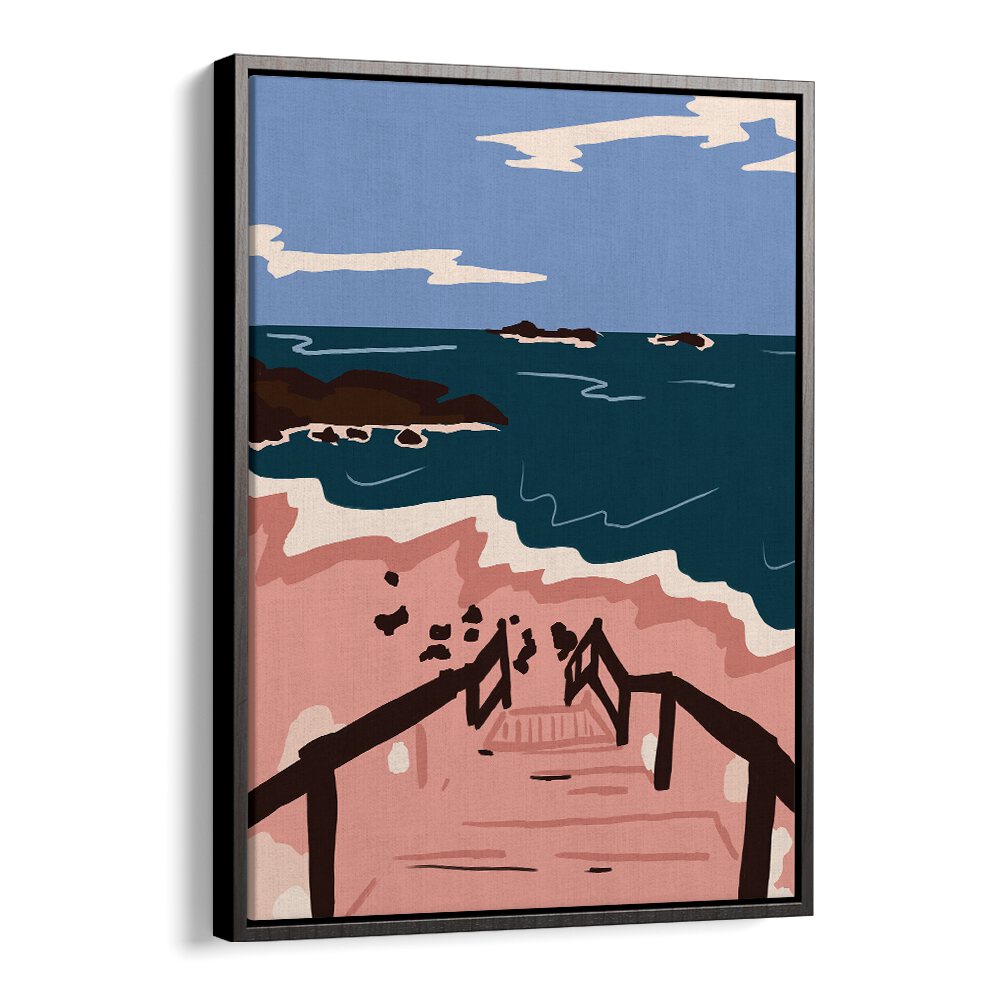 Serene OCEAN BLUES, LANDSCAPE PAINTINGS showcasing a beautiful beach scene, perfect for tranquil home decor.