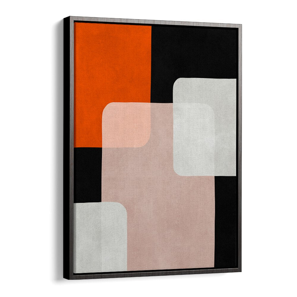 Bold geometric shapes in black, orange, and pink define the EXPRESSIONIST SHAPES VIII, GEOMETRIC ART PRINTS.