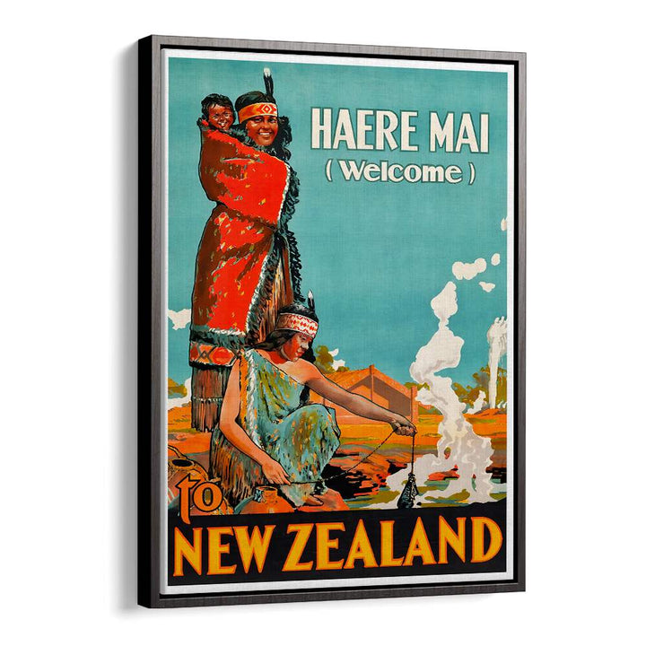 Haere Mai welcomes you to New Zealand with vibrant NEW ZEALAND V, VINTAGE TRAVEL POSTERS showcasing rich culture.
