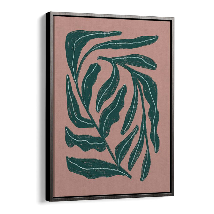 Stylish GREEN LEAVES , FLORAL FLOWER PAINTINGS on a pink background, perfect for enhancing any space.