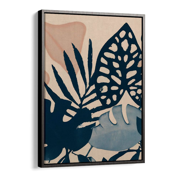 POWDER PINK LEAVES , FLORAL FLOWER PAINTINGS with delicate pink petals and bold blue leaves for elegant home decor.