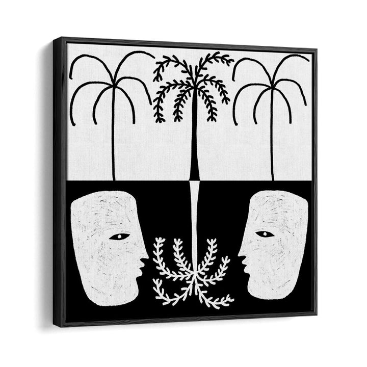 YEARNING II, BOHO ART PAINTINGS features abstract faces and palm trees, perfect for stylish home decor.