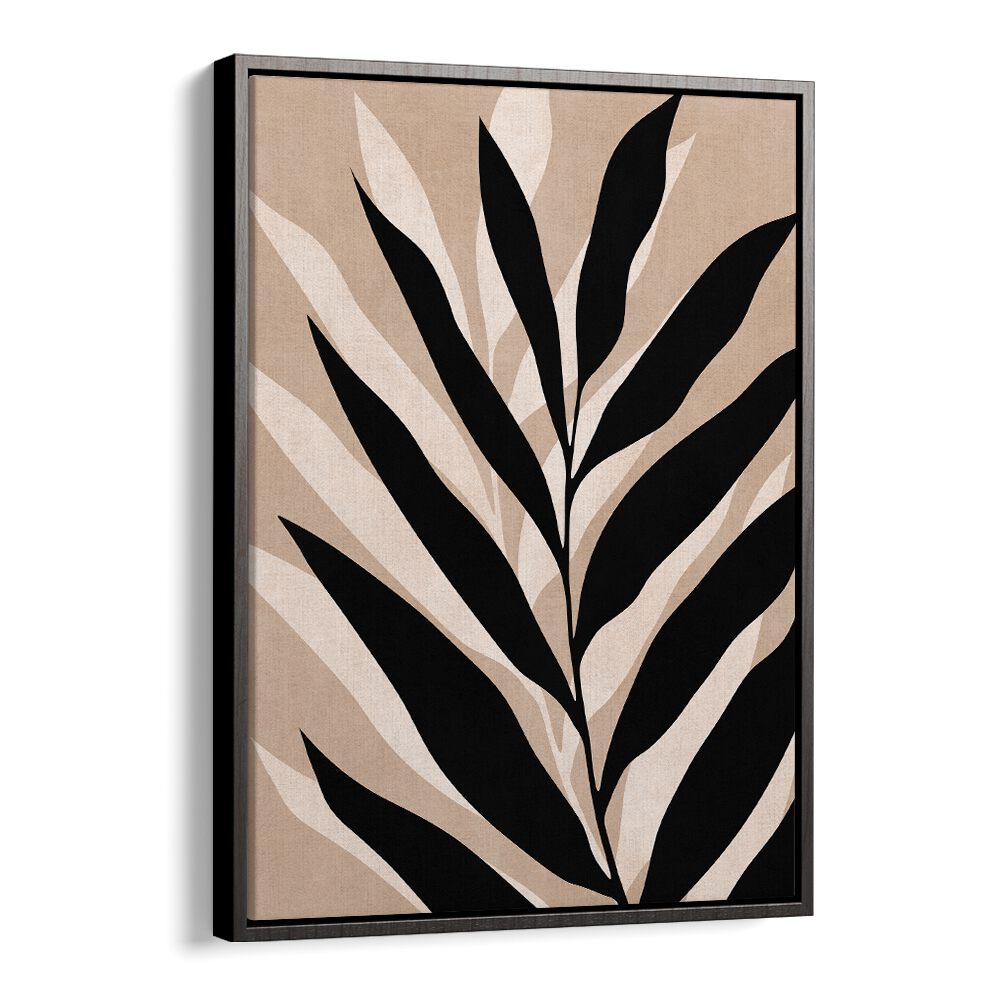 Stylish TROPICAL II, BOHO ART PAINTINGS featuring bold black leaves on a neutral background, perfect for any decor.