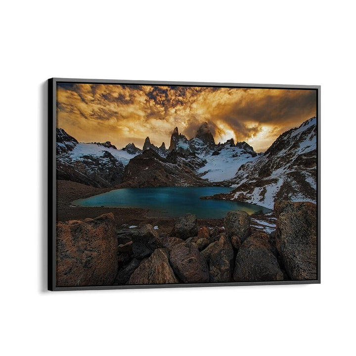 Stunning MOUNT FITZ ROY, PHOTOGRAPHY PRINTS showcasing rugged peaks and tranquil waters, perfect for home decor.