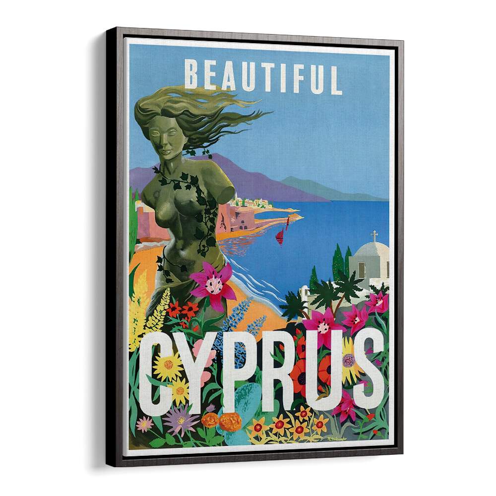 Vintage travel poster showcasing the enchanting beauty of Cyprus, perfect for décor enthusiasts. CYPRUS, VINTAGE TRAVEL POSTERS.