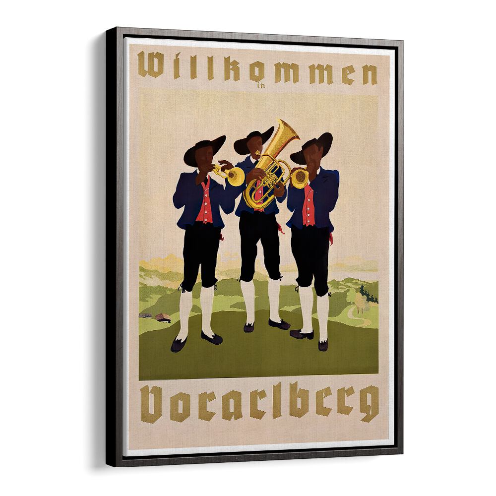 WILLHOMMEN Vintage Travel Posters feature a charming trio of musicians, perfect for adding nostalgia to any space.