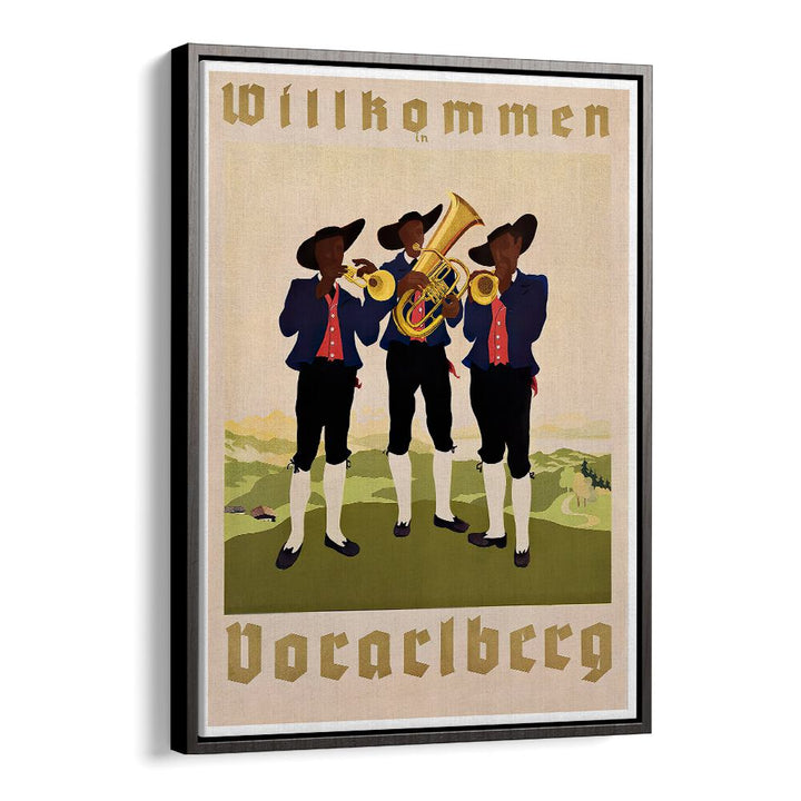 WILLHOMMEN Vintage Travel Posters feature a charming trio of musicians, perfect for adding nostalgia to any space.