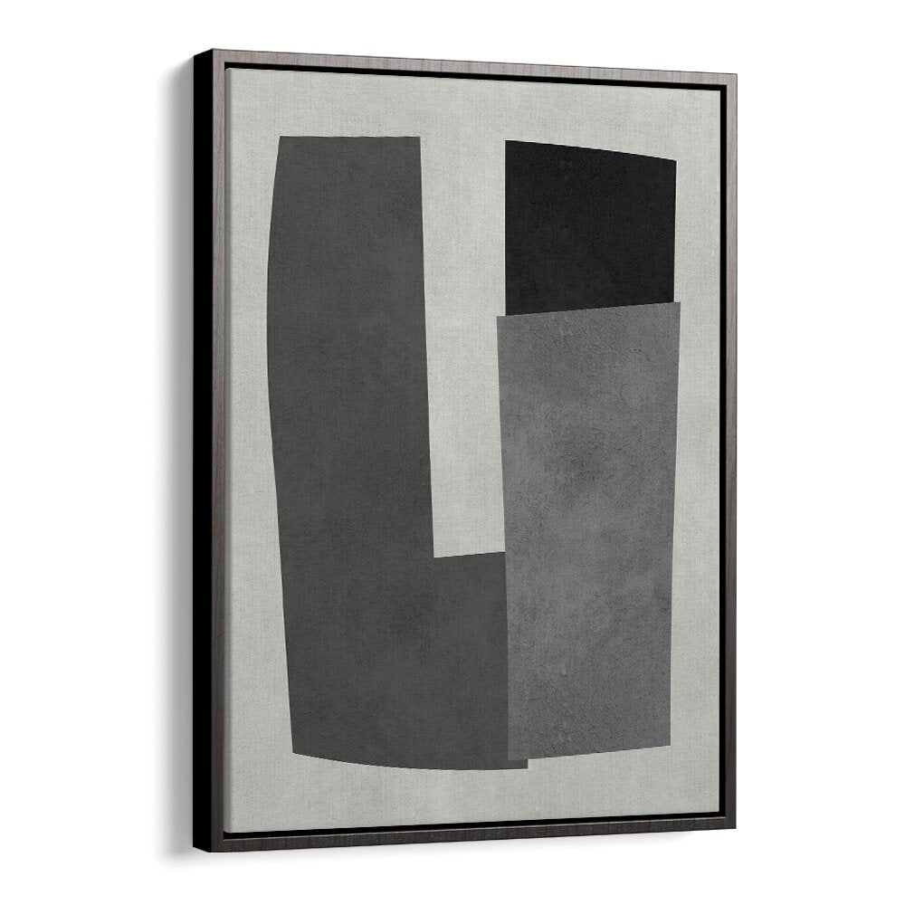Geometric art print featuring modern shapes in black and gray, ideal for stylish decor. MODERN SHAPES X, GEOMETRIC ART PRINTS.