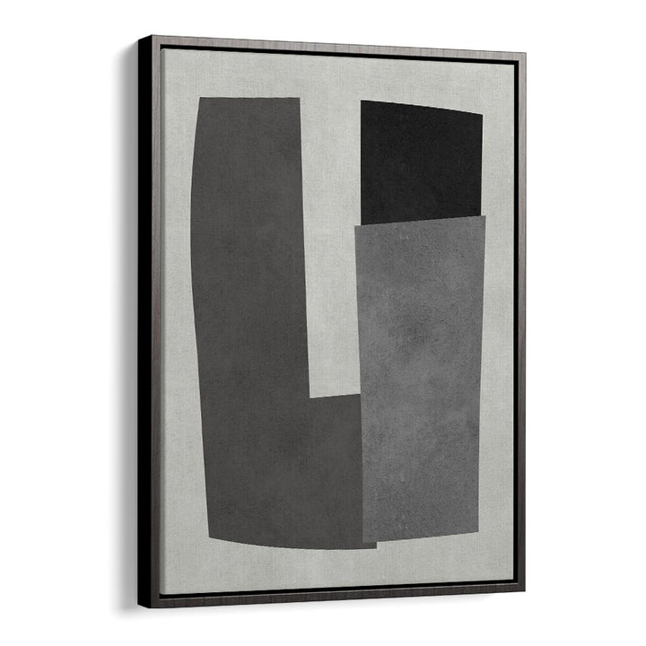 Geometric art print featuring modern shapes in black and gray, ideal for stylish decor. MODERN SHAPES X, GEOMETRIC ART PRINTS.