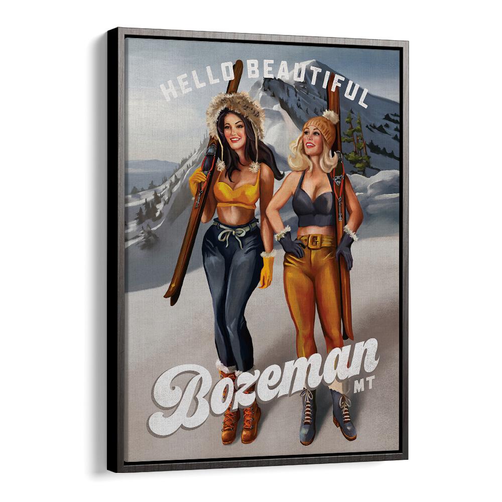 Bozeman's HELLO BEAUTIFUL, PORTRAITS features vibrant ski pinup girls embracing winter charm.