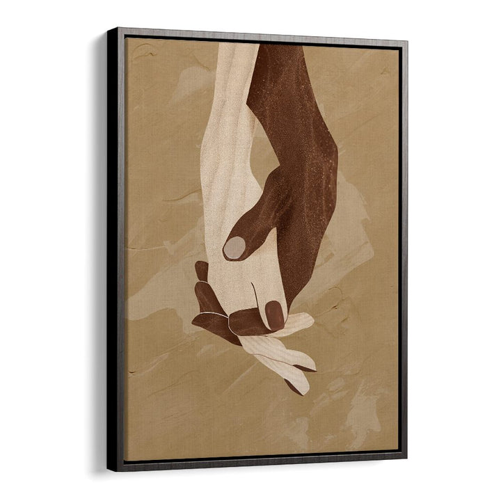 Elegant COLOUR-NITY, BOHO ART PAINTINGS featuring intertwined hands, perfect for adding warmth and artistry to your space.