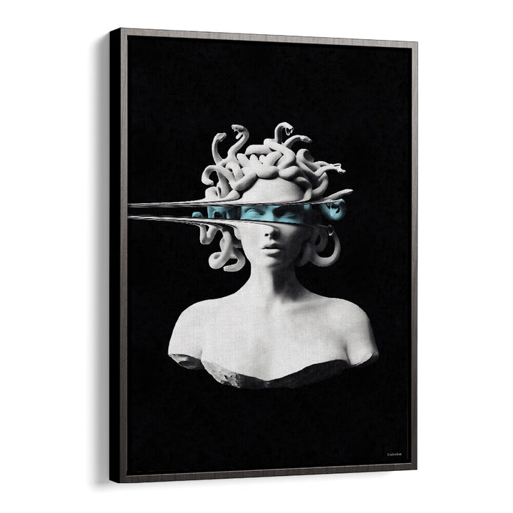 Captivating PORTRAIT OF MEDUSA, ALTERED ART PRINTS by UNDERDOTT, blends classic artistry with modern design.
