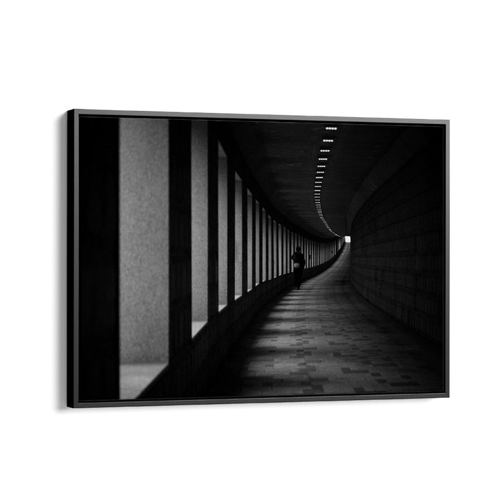 Transform your space with A CORNER, PHOTOGRAPHY PRINTS featuring a striking black and white corridor design.