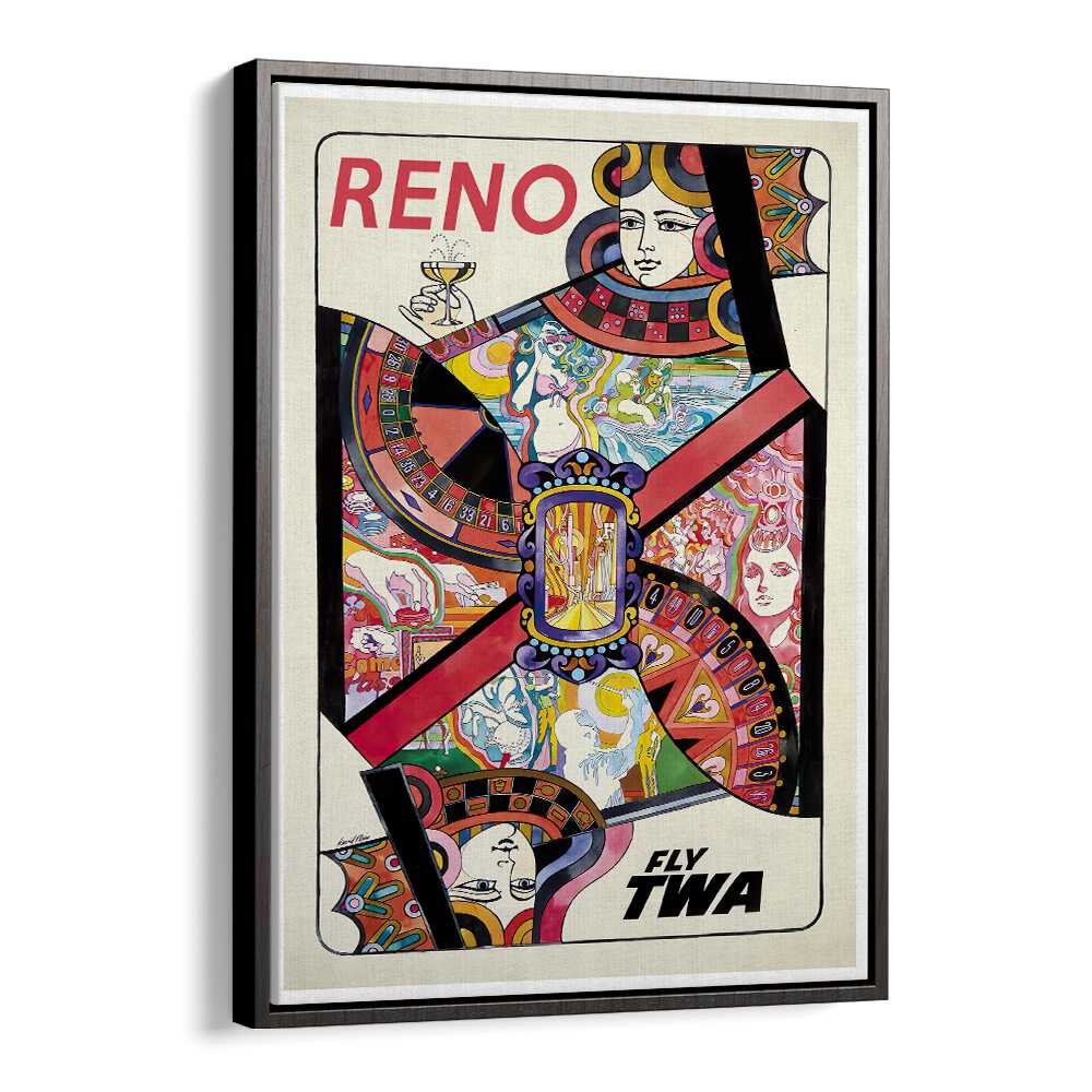 Colorful RENO, VINTAGE TRAVEL POSTERS showcasing the charm of Reno's cultural heritage, perfect for home decor.