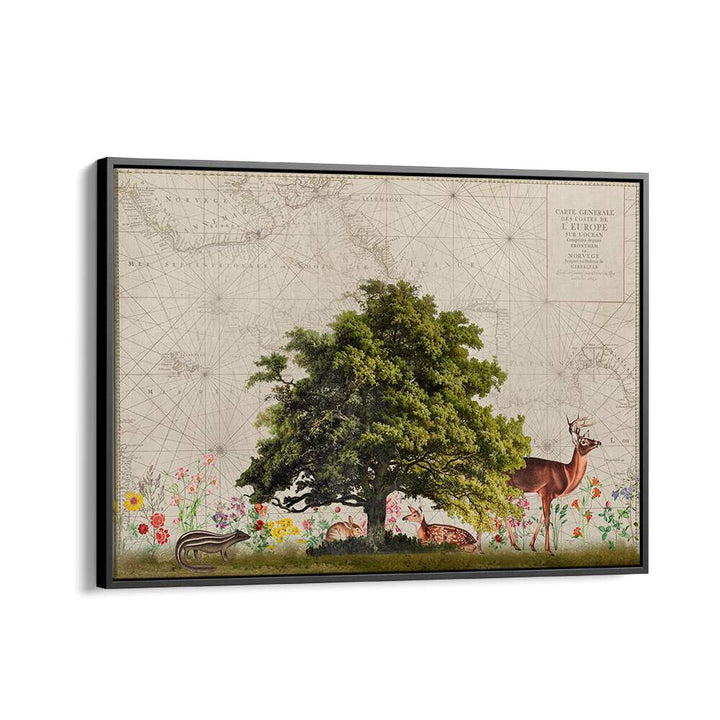 Stunning NORDIC WOODS II, ANIMAL PAINTINGS by Andrea Haase featuring serene woodland wildlife and vibrant flora.