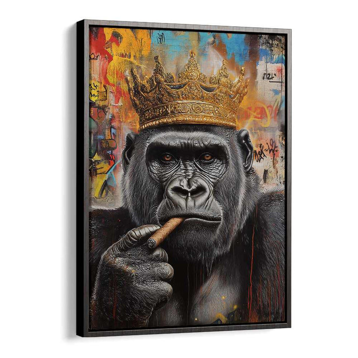 Bold and striking, THE GORILLA KING, ALTERED ART PRINTS features a crowned gorilla against a colorful backdrop.