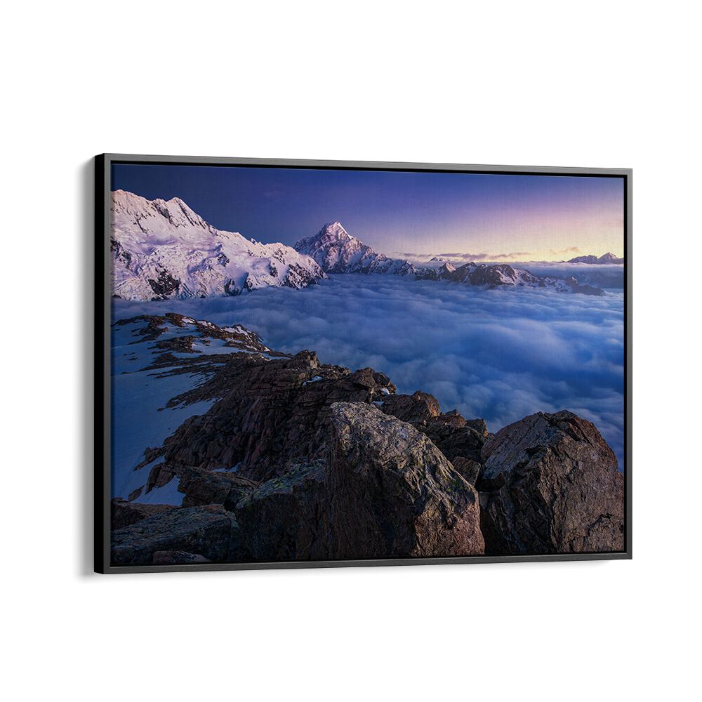 Breathtaking "Above the Clouds" photography prints showcasing majestic mountains above a sea of clouds, perfect for your space.
