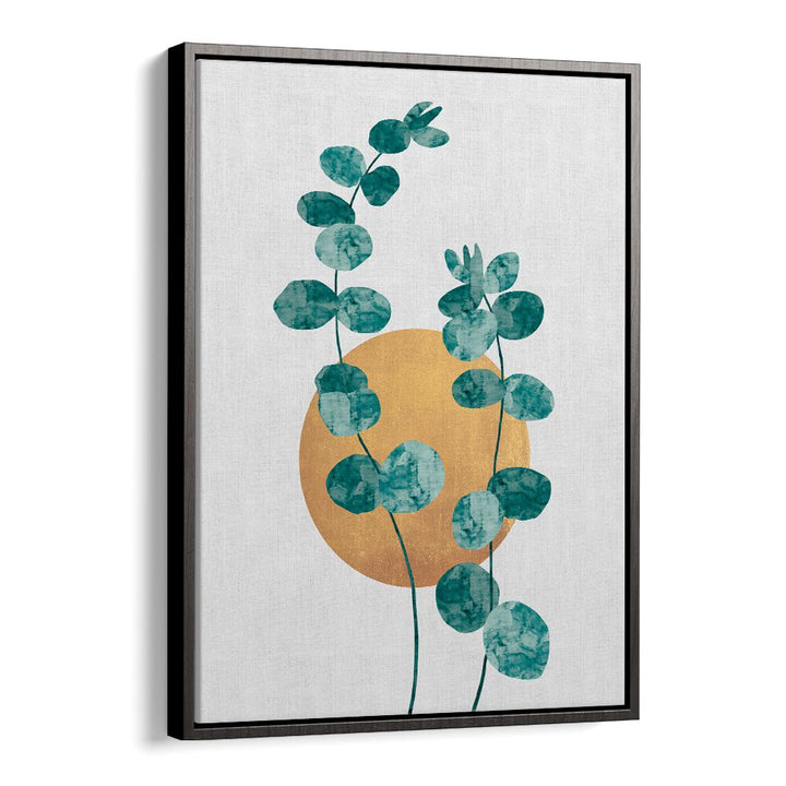 Watercolor LEAVES III, FLORAL FLOWER PAINTINGS, showcases vibrant greens against a golden backdrop, perfect for any space.