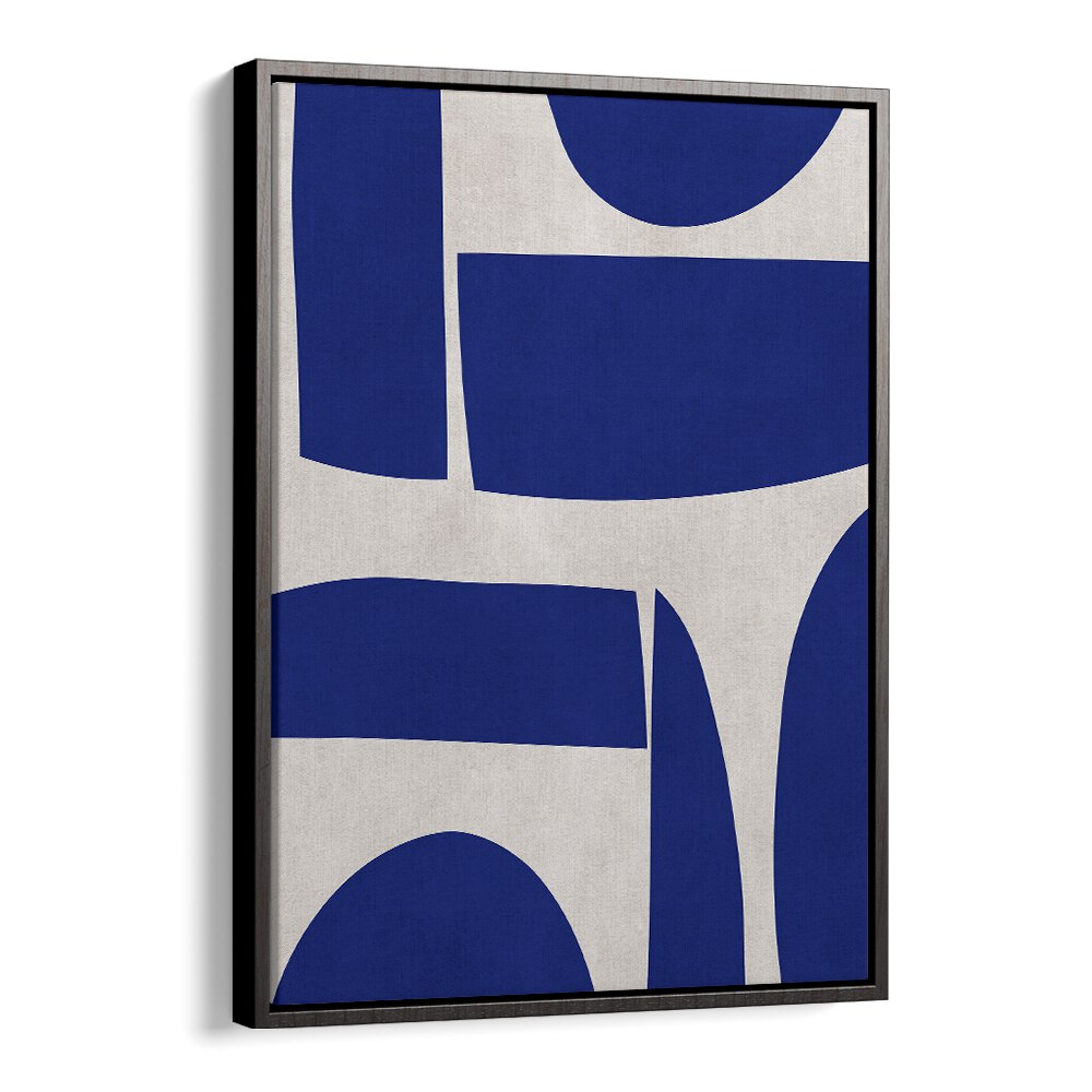 Stylish CURVED SHAPES, GEOMETRIC ART PRINTS with bold blue and neutral tones, perfect for modern decor.