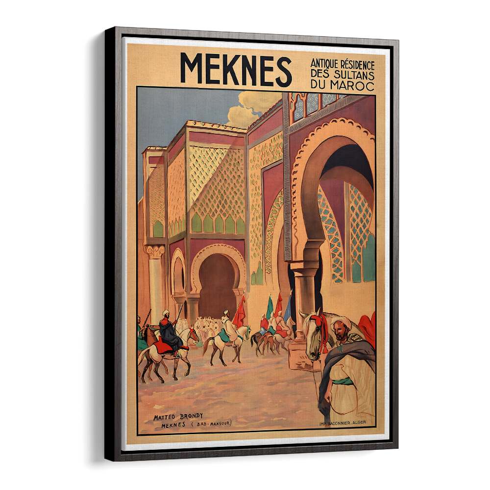 Explore the charm of MEKNES, VINTAGE TRAVEL POSTERS, showcasing Morocco's historic beauty in vibrant artwork.