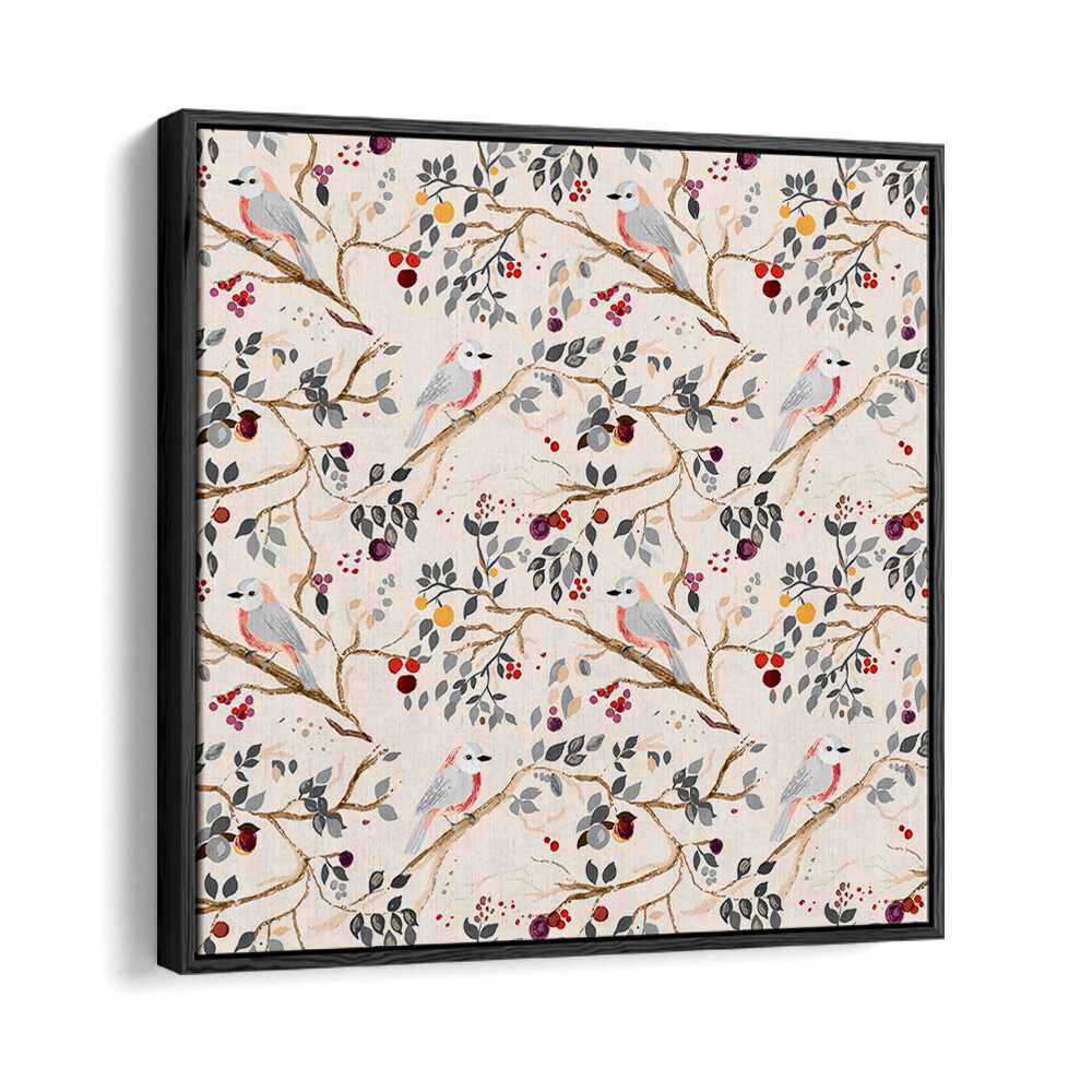 Colorful design featuring birds and foliage, perfect for showcasing MY PRAIRIE GARDEN II, FLORAL FLOWER PAINTINGS.