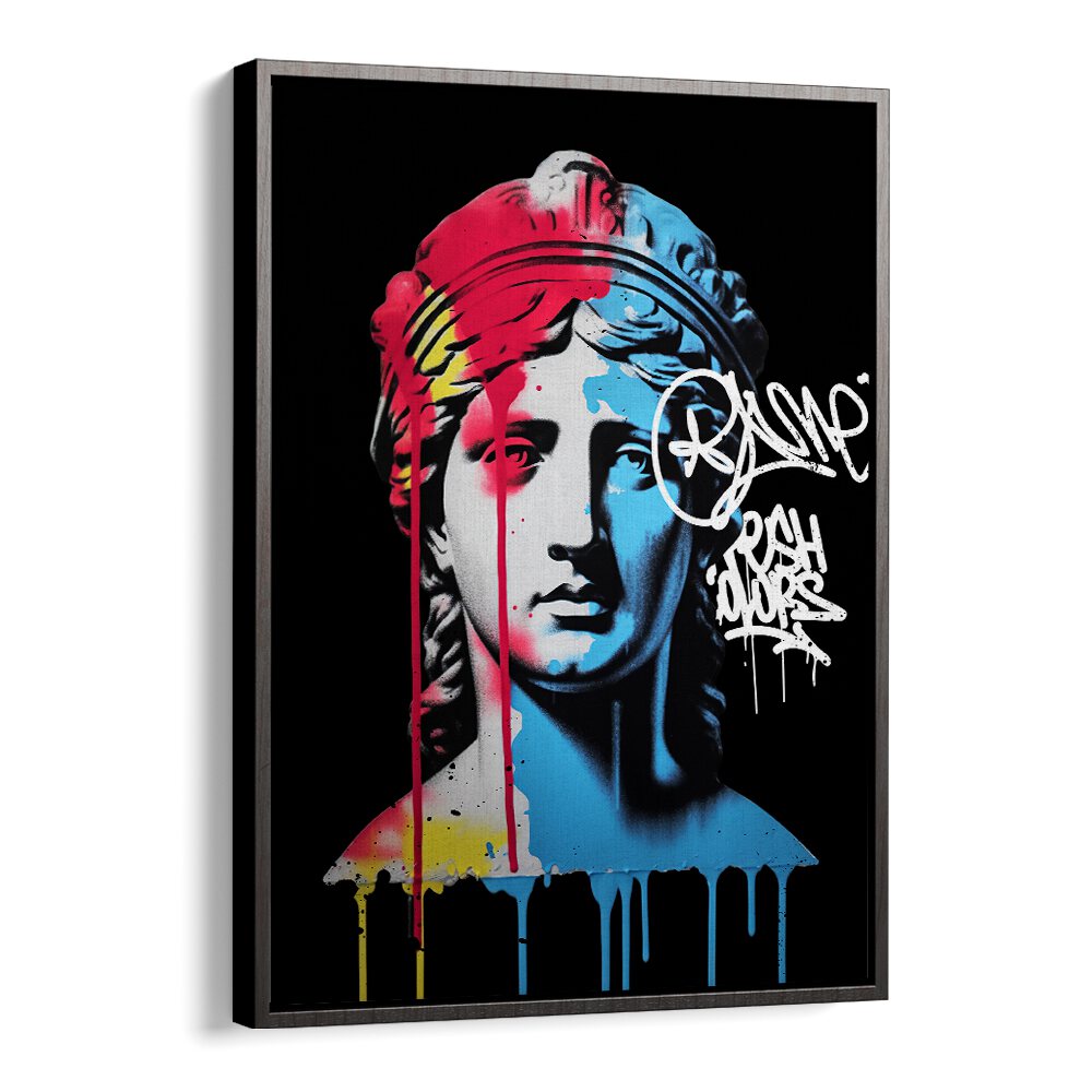 VANDAL NEMESIS, ALTERED ART PRINTS showcase vibrant graffiti on a classic statue, perfect for art lovers by DIKHOTOMY.