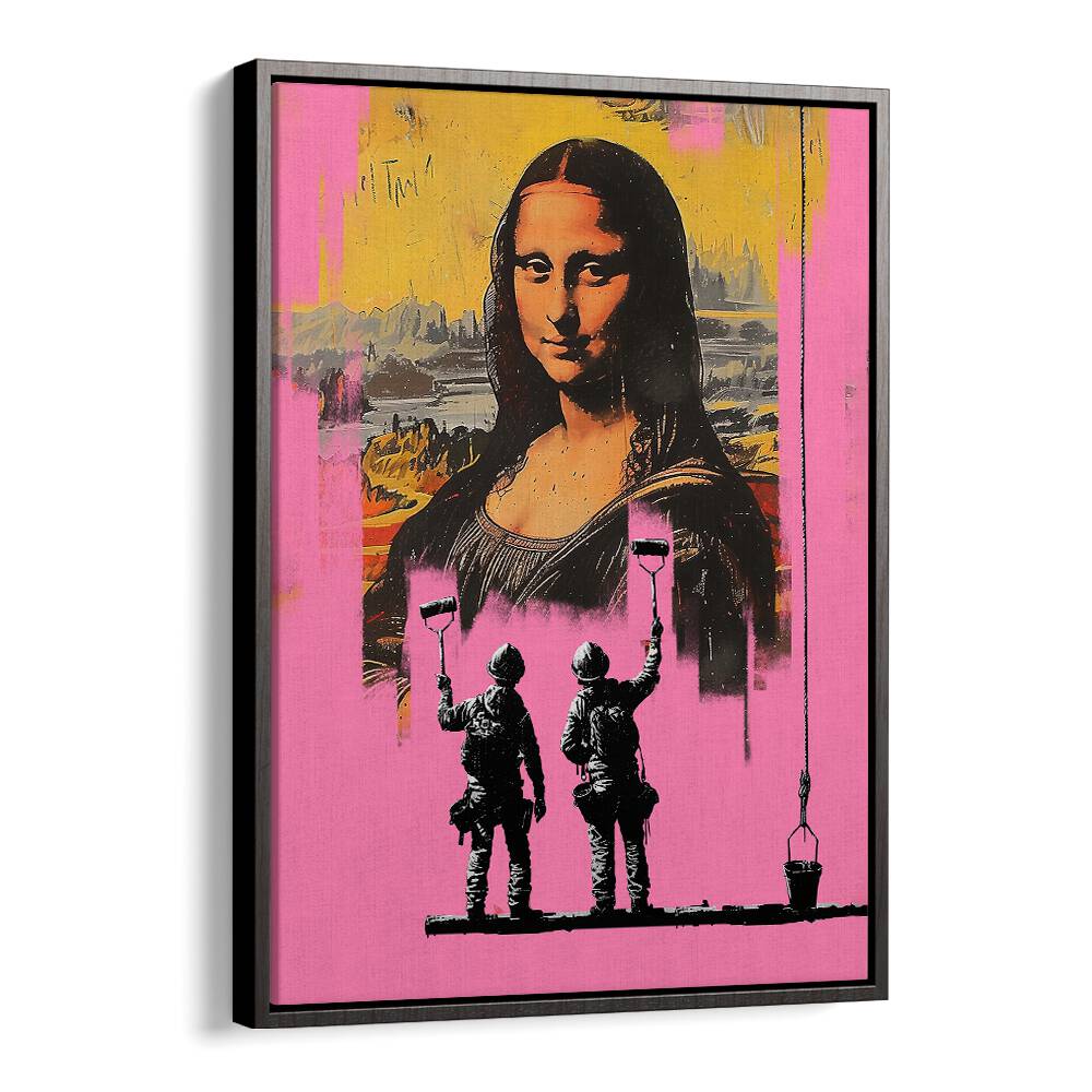 Vibrant PINK MONALISA, POP ART PAINTINGS by DIKHOTOMY merges classic art with modern flair for a captivating display.