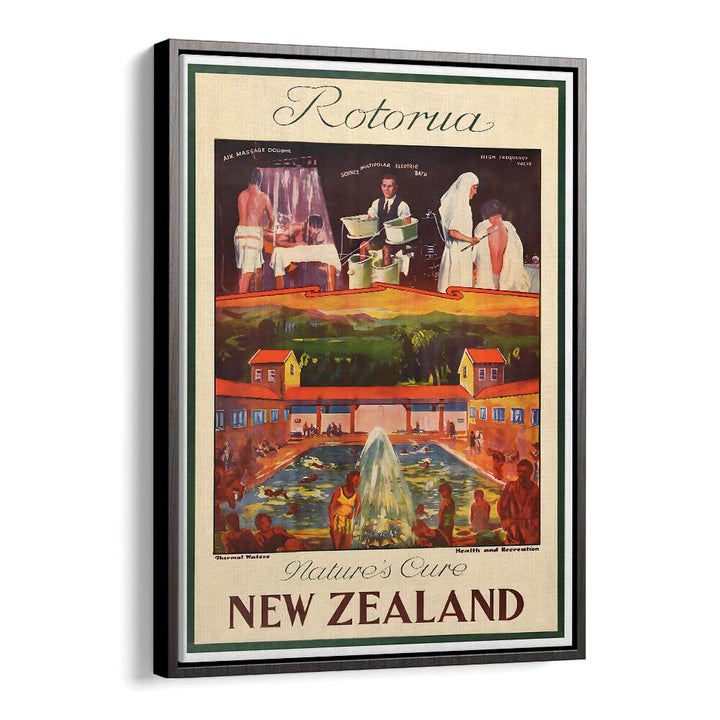 Vintage travel poster showcasing Rotorua, capturing the allure of NEW ZEALAND, VINTAGE TRAVEL POSTERS collection.