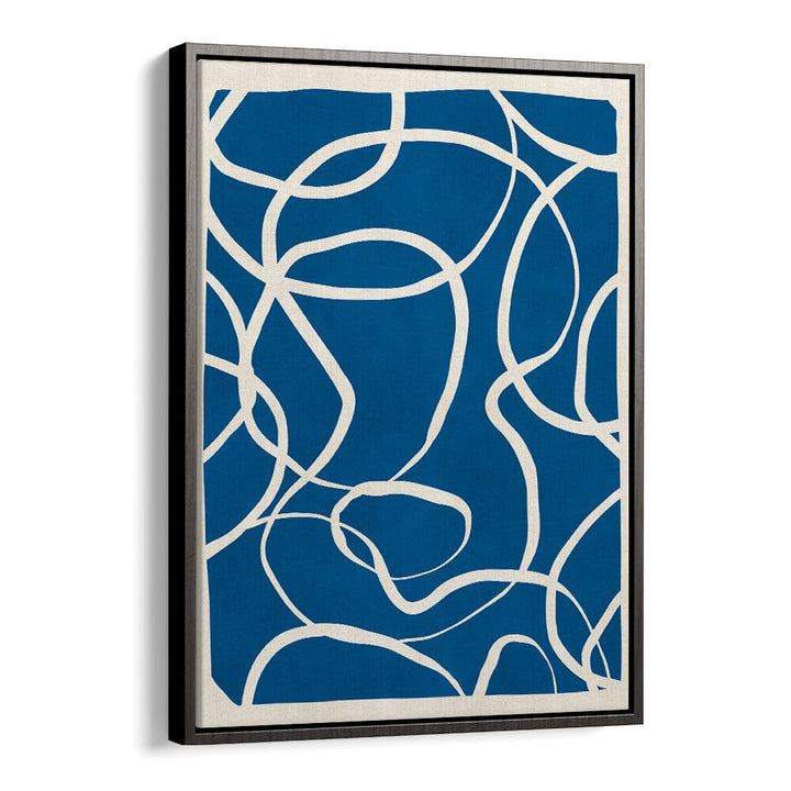 Vibrant blue background with white swirling lines in the EXPRESSIVE LINES IX, ABSTRACT PAINTINGS collection.