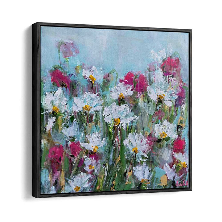 Vibrant WHITE DAISIES AND PINK BLOSSOMS, FLORAL FLOWER PAINTINGS, perfect for a serene home decor upgrade.